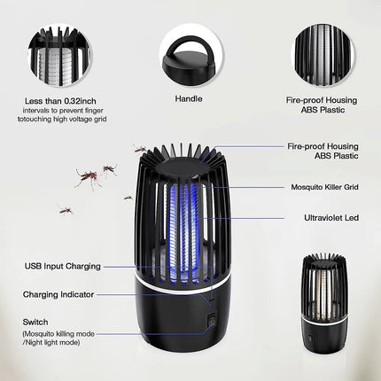 Electric Bug Zapper Rechargeable UV Light Mosquito Insect Trap