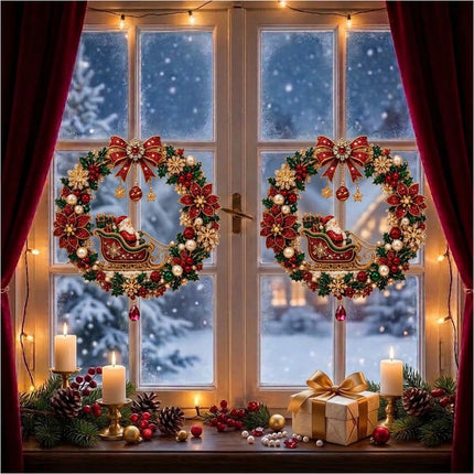Unfinished Christmas Santa Diamond Painting Kit Xmas Ornament Kit Window Decor Style C
