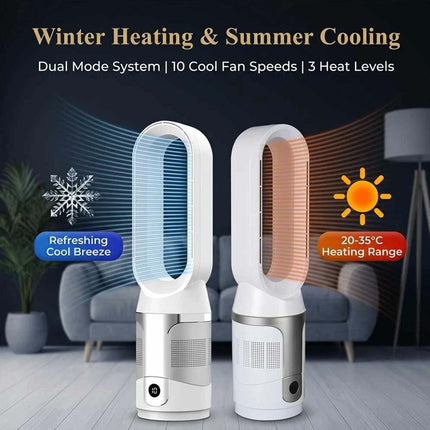 Bladeless Tower Fan 3In1 CoolHot Purifier Remote Control Space Heater Airflow Purification