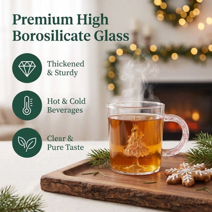 3D Christmas Tree Borosilicate Glass Mug Built-in Cup for Coffee Milk Tea