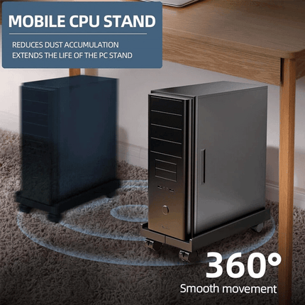 Computer Tower Holder Adjustable Stand With Rolling Wheels For Desktop Office