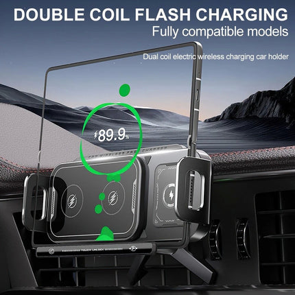 Universal Dual Coil Foldable Phone Holder Car Wireless Charger Car Phone Mount