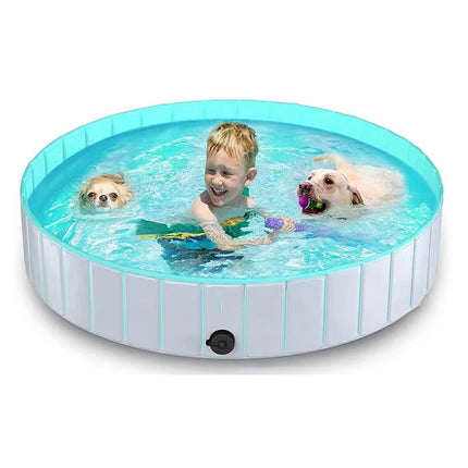 120x30Cm Foldable Pet Swimming Pool Durable PVC Dog Pool for Outdoor & Indoor Use Grey
