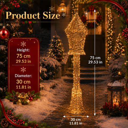75cm Christmas LED Floor Lamp Warm White Lantern Holiday Decor Indoor Outdoor