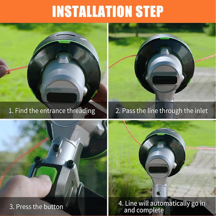2.4mm Trimmer Line Whipper Snipper Cord Wire Brushcutter Speed Feed Head 4.1in(105x55mm) Mowing Head + 2.4mm Cord(100M)