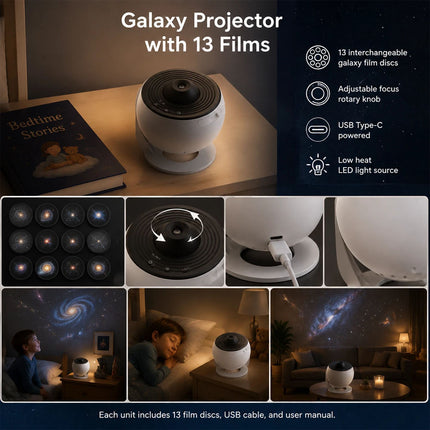 Night Light 13in1 Projector Galaxy Starry Sky LED Star Lamp Rotating Planetarium