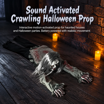 Halloween Decorations Scary Crawling Zombie with Horror Sound & Glowing Eyes