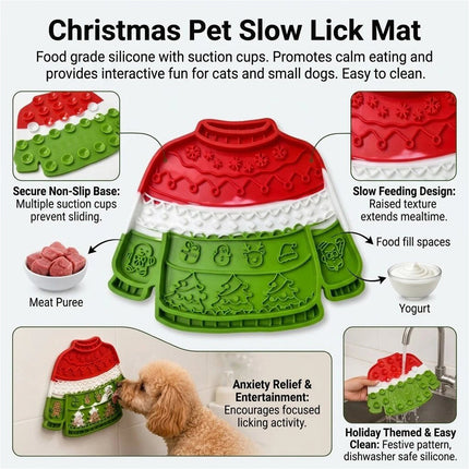 Christmas Silicone Dog Pet Lick Mat Pad Boredom Buster Slow Feeder Suction Cups