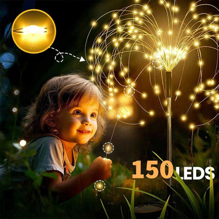 2Pack Solar Powered Garden Outdoor Lights Firework Yard Pathway Christmas Lights