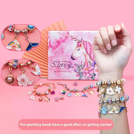 24Pcs Unicorn Christmas Charm DIY Bracelet Advent Calendar Jewelry Kit Set Gift