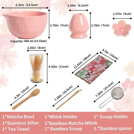 8PC with Spout Matcha Whisk Set Food Grade Japanese Chasen Stirring Perfect Gift