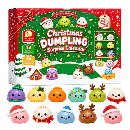 2026 Christmas Advent Calendar - 24 Days Squishy Toy Set & Dumpling Surprises, Festive Xmas Gift