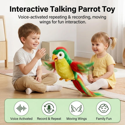 Talking Record Parrot Toy Repeats What You Say Parrot Bird Record and Speak
