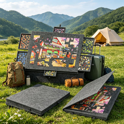 1000 PCS Felt Tilting Puzzle Board With 2-in-1 Designed Stand 6 Drawers Storage