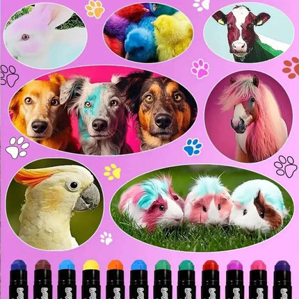 12 Colors Washable Pet Dog Cat Hair Dye Pens Pet Grooming Non-Toxic Dog Hair Dye