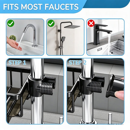 Kitchen Sink Faucet Organizer Space Aluminum Rustproof Dish Sponge Holder