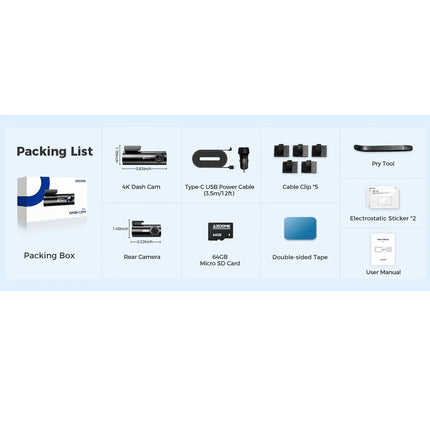 4K+1080P Dual Dash Cam 5G WiFi  Front+Rear Parking Mode