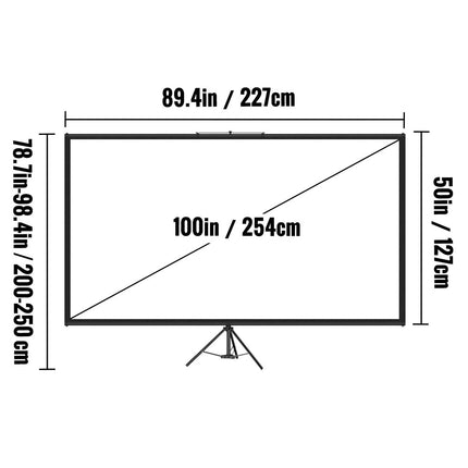 Projector Screen Tripod 100" Portable Movie Screeen Stand 4K Home Cinema