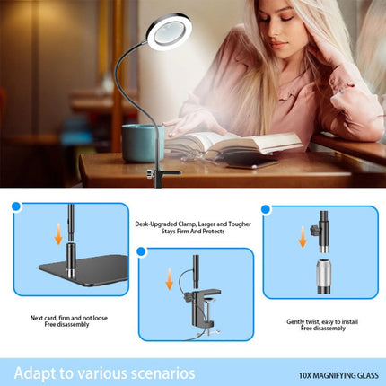 3in1 Floor 10X 20X Magnifying Glass with Light & Stand Dimmable Magnifying Lamp