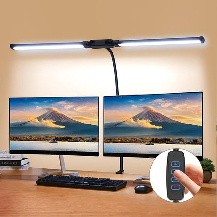 LED Desk Lamp with Clamp Extra Width Double Head Desk Lamp for Home Office