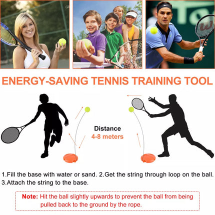 Single Solo Tennis Trainer Set Training Practice Rebound Balls w/ 3 String Balls