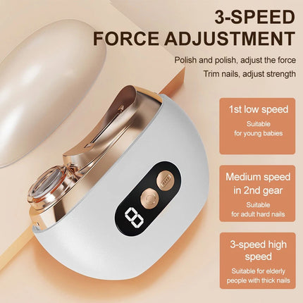 Electric Nail Clippers Automatic LED Light Trimmer Toe Cutter USB Rechargeable