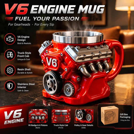 Retro V8 Engines Stainless Steel Cup Insulation Car Mug Gifts for Men and Boys