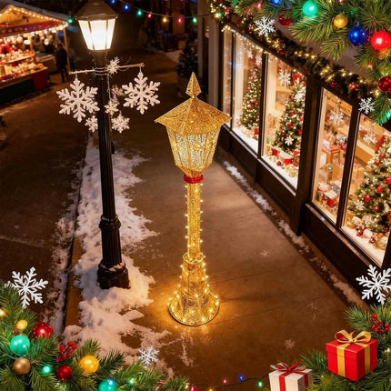 Christmas Lamp Post with LIghts Indoor Outdoor Solar and Plug in Light Garden
