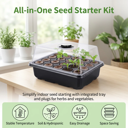 Seed Starter Tray 20 Cells Seedling Starter Kit with Grow Light Seed Germination
