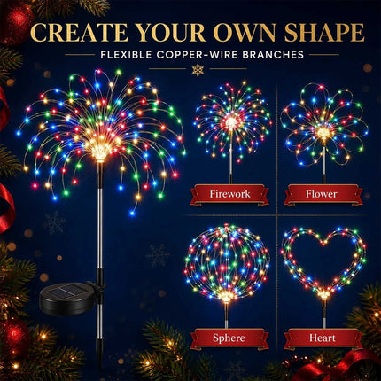 2Pcs Solar Powered Garden Outdoor Lights Firework Yard Pathway Christmas Lights