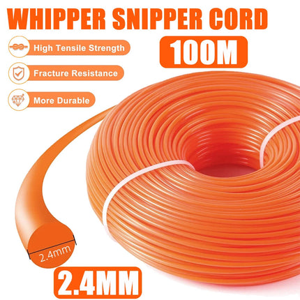 2.4mm Trimmer Line Whipper Snipper Cord Wire Brushcutter Speed Feed Head 4.1in(105x55mm) Mowing Head + 2.4mm Cord(100M)