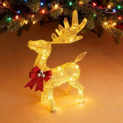 80cm Christmas Decoration Reindeer LED Lights Light up Solar Iron Frame Door