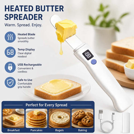 Heated Butter Knife With Digital Display, Stainless Steel Heated Butter Spreader