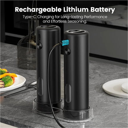 2pc Electric Salt And Pepper Grinder Set, Rechargeable Salt And Pepper Mill