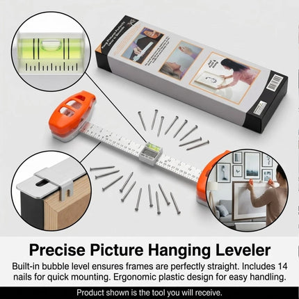 Level Ruler Picture Hanging Tool With Level Wall Mount Guide For Frames Artwork