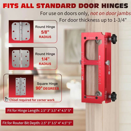 Door Hinge Jig, Aluminum Alloy Door Hinge Template Kit for Router, Adjustable