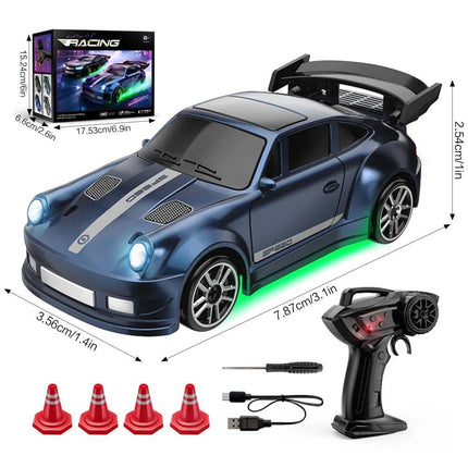 1:64 2.4G High Speed Drift Rc Car 4WD Remote Control Car Mini GTR Racing Model Deep Blue
