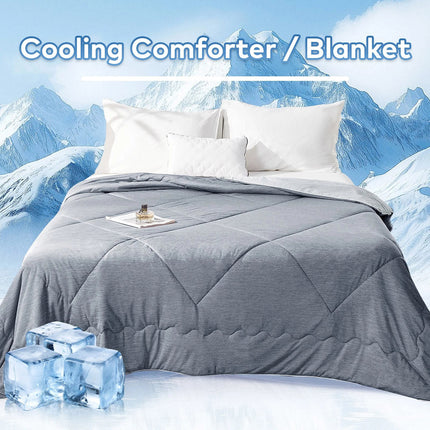 Summer Cooling Comforter Blanket, Cooling Silk-like Fabric Soft Touch Lightweight Quilt for Hot Sleepers