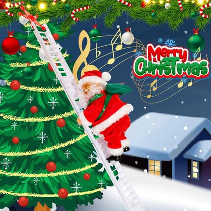 Electric Christmas Santa Claus Climbing Ladder Musical Toys Xmas Gift Decor