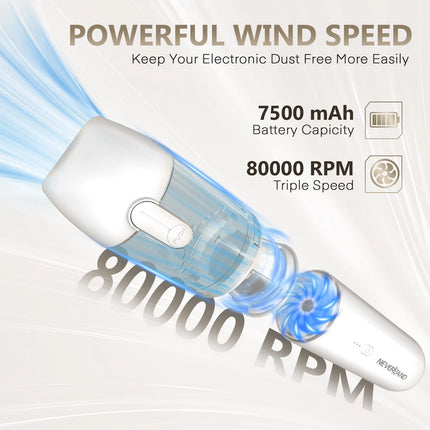 Handheld Vacuum for Car 18kPa Blows Dust w Crevice Tool Brush