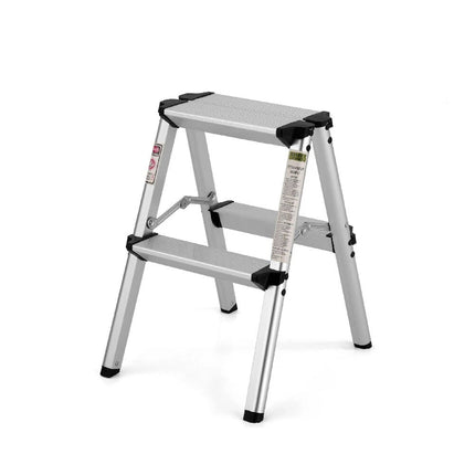 Portable 2 Step Folding Ladder Aluminium Frame Anti Slip Safety 150KG Cap. Home