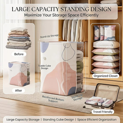 Large No-Pump 3D Vacuum Storage Bags Suitable for Bedding, Clothes, Travel
