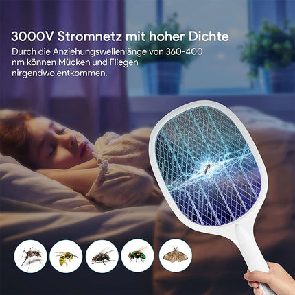 Electric USB Rechargable Racket Fly Swatter Mosquito Insect Killer UV Bug Zapper