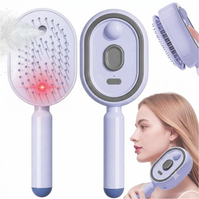 Purple Electric Scalp Massage Comb Red Light Hair Care Brush Rechargeable Head Massager