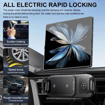 Universal Dual Coil Foldable Phone Holder Car Wireless Charger Car Phone Mount