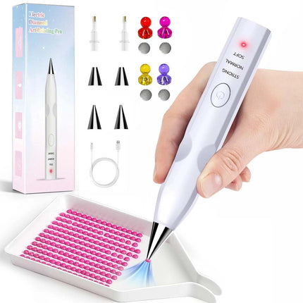 Cordless Electric Diamond Painting Pen Art Vacuum Pen Portable Rechargeable Nail Art White