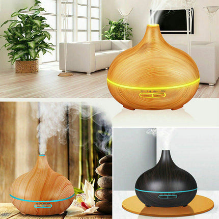 550ml Aromatherapy Diffuser Aroma Essential Oils Air Humidifier Wood Grain Type3 Dark Wood Air Diffuser