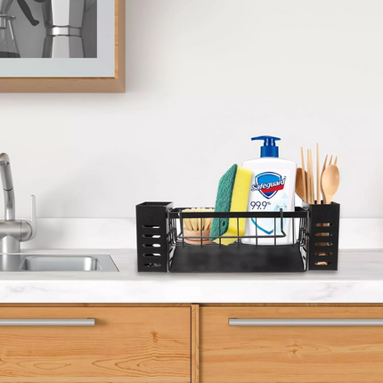 Kitchen Sink Rack Organizer Kitchen Sink Sponge Holder with Self-draining Tray