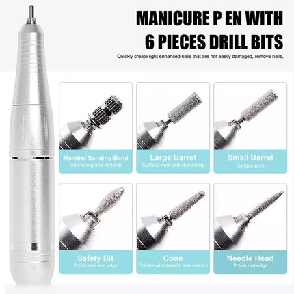 Rechargeable Electric Nail Drill Machine - Professional Portable Nail 45000RPM