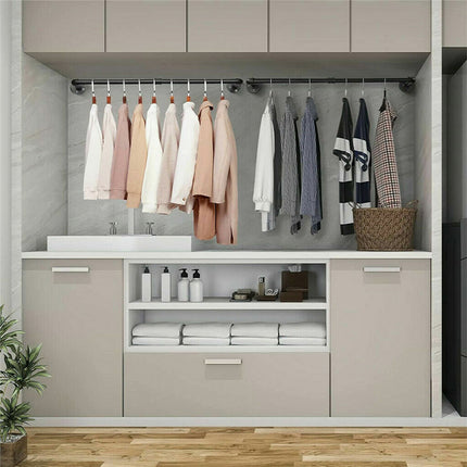 Clothes Rack Industrial Pipe Wall Mounted Garment Rack Hanging RodCloset Storage